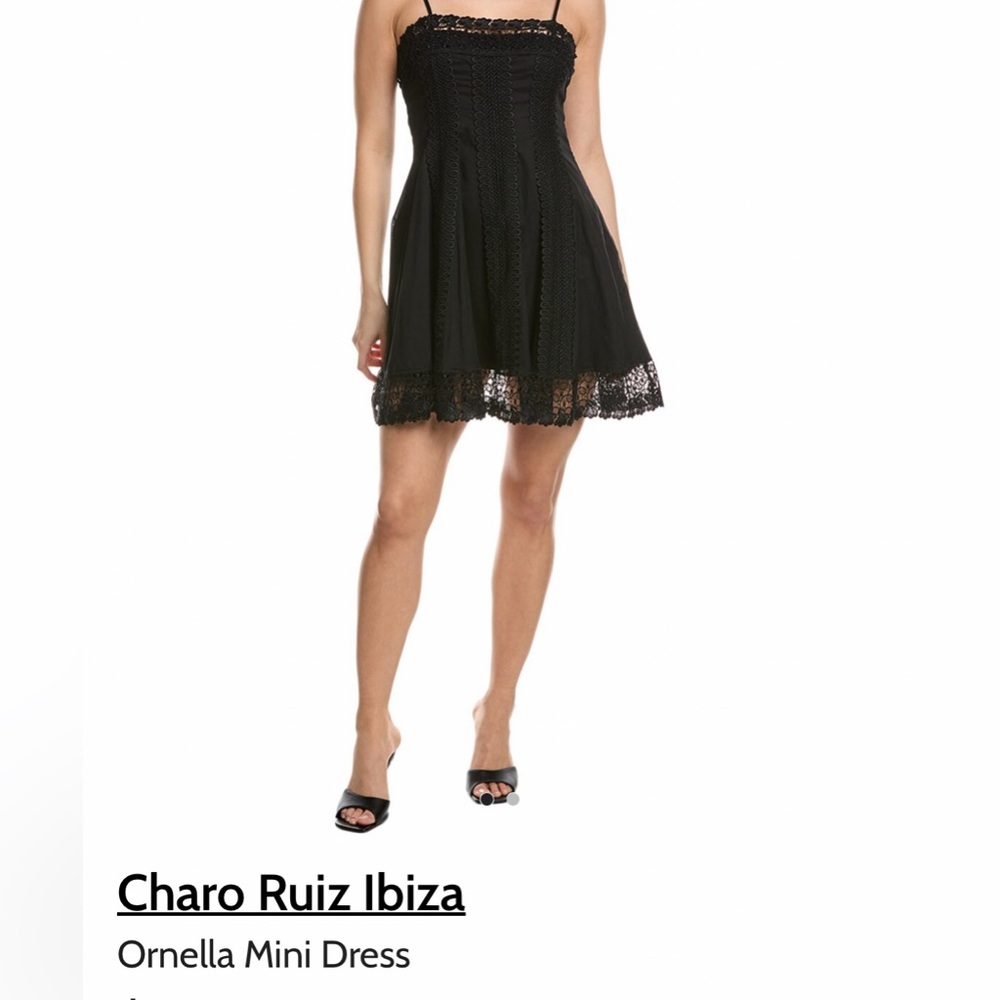 Charo Ruiz Elegant Black Lace Mini Dress